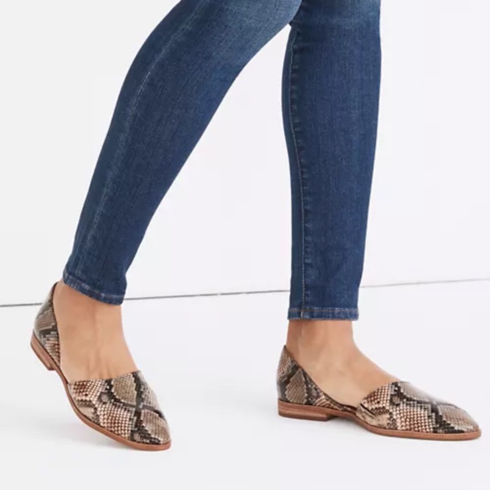 Madewell Marisa d'Orsay Flat in Snake Embossed Leather | Size: 7.5